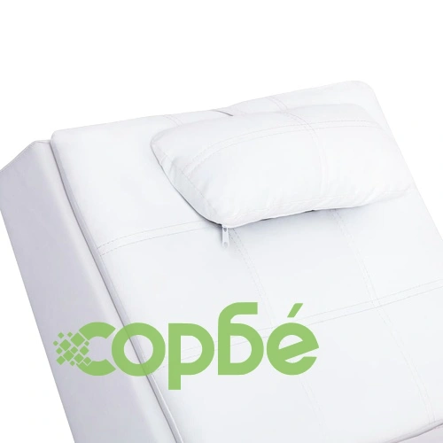 Масажираща кушетка с възглавница, бяла, изкуствена кожа ➤ топ цена ➤ sorbe.bg