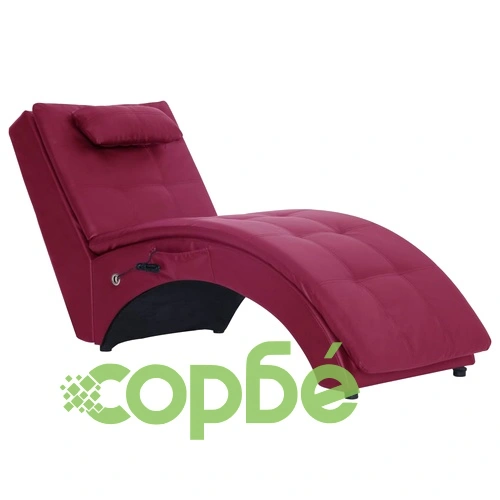 Масажираща кушетка с възглавница виненочервена изкуствена кожа ➤ топ цена ➤ sorbe.bg