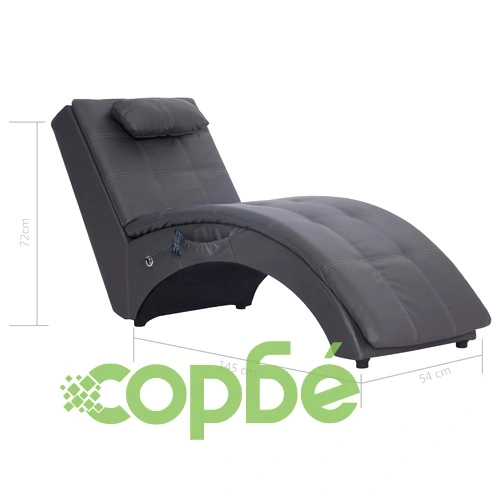 Масажираща кушетка с възглавница, сива, изкуствена кожа ➤ топ цена ➤ sorbe.bg
