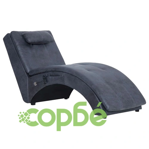 Масажираща кушетка с възглавница, сива, изкуствен велур ➤ топ цена ➤ sorbe.bg