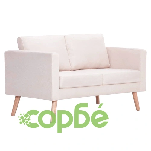 2-местен диван, текстил, кремав ➤ топ цена ➤ sorbe.bg