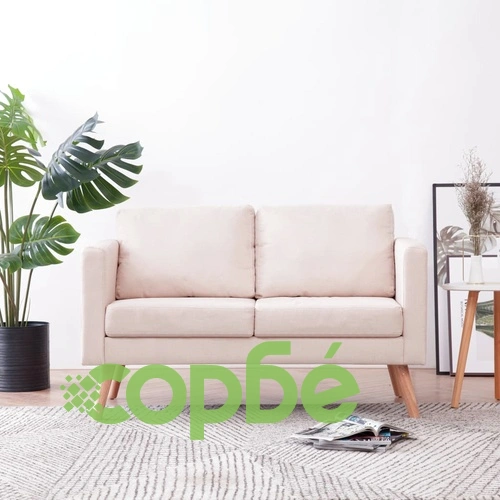 2-местен диван, текстил, кремав ➤ топ цена ➤ sorbe.bg
