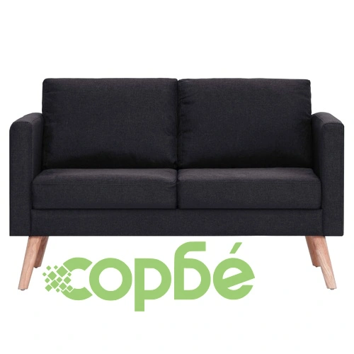 2-местен диван, текстил, черен ➤ топ цена ➤ sorbe.bg