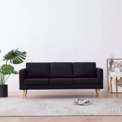 3-местен диван, текстил, черен