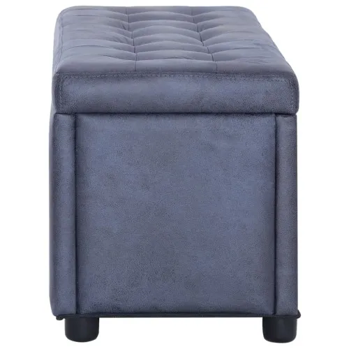 281376  Storage Ottoman 87,5 cm Grey Faux Suede Leather ➤ топ цена ➤ sorbe.bg