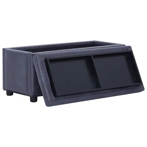 281376  Storage Ottoman 87,5 cm Grey Faux Suede Leather ➤ топ цена ➤ sorbe.bg