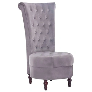 281377  High Back Chair Grey Velvet