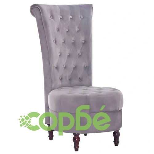 281377  High Back Chair Grey Velvet ➤ топ цена ➤ sorbe.bg