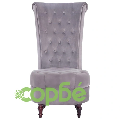 281377  High Back Chair Grey Velvet ➤ топ цена ➤ sorbe.bg