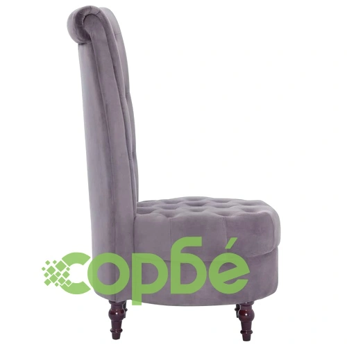 281377  High Back Chair Grey Velvet ➤ топ цена ➤ sorbe.bg