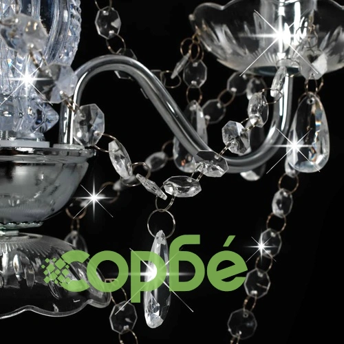 Полилей с кристали, сребрист, кръгъл, 3 х Е14 ➤ топ цена ➤ sorbe.bg