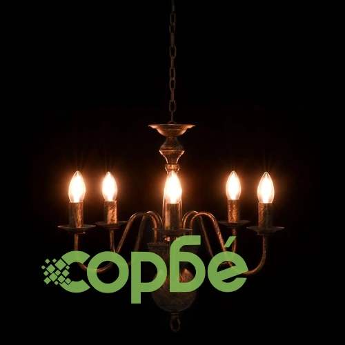 Полилей, антично черно, 5 х Е14 крушки ➤ топ цена ➤ sorbe.bg