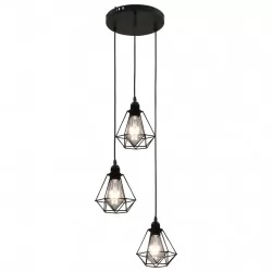 Таванна лампа с дизайн на диаманти, черна, 3 x E27 крушки