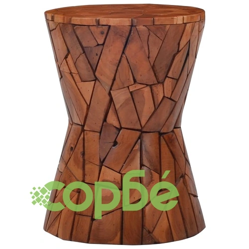 Мозаечна табуретка, кафява, тиково дърво масив ➤ топ цена ➤ sorbe.bg