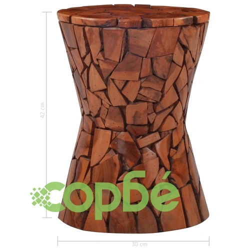 Мозаечна табуретка, кафява, тиково дърво масив ➤ топ цена ➤ sorbe.bg