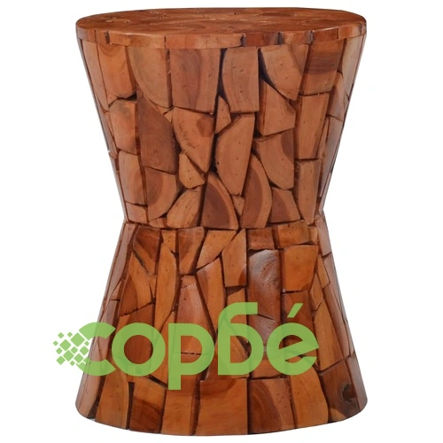 Мозаечна табуретка, кафява, тиково дърво масив ➤ топ цена ➤ sorbe.bg