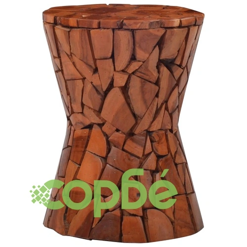 Мозаечна табуретка, кафява, тиково дърво масив ➤ топ цена ➤ sorbe.bg
