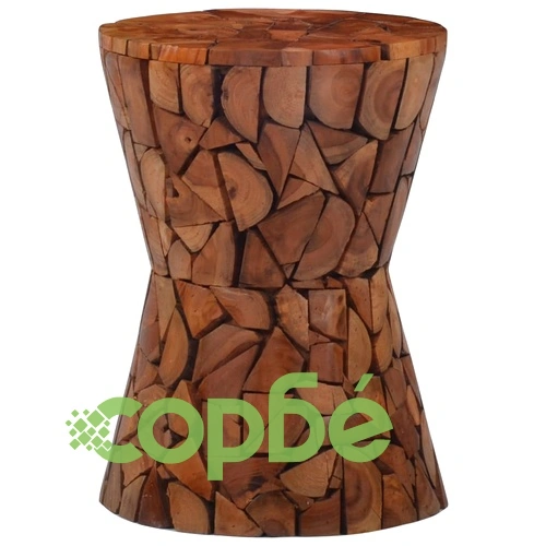 Мозаечна табуретка, кафява, тиково дърво масив ➤ топ цена ➤ sorbe.bg
