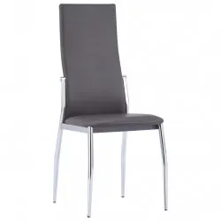 Трапезни столове, 4 бр, сиви, изкуствена кожа