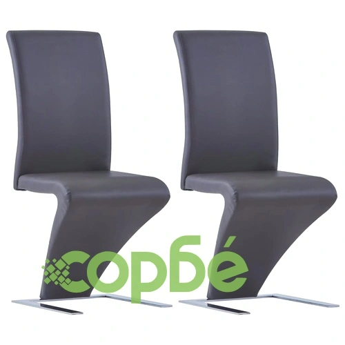 Трапезни столове, зигзагообразни, 2 бр, сиви, изкуствена кожа ➤ топ цена ➤ sorbe.bg
