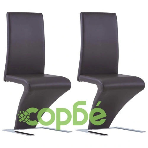 Трапезни столове, зигзагообразни, 2 бр, кафяви, изкуствена кожа ➤ топ цена ➤ sorbe.bg