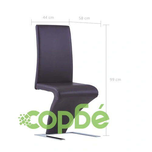 Трапезни столове, зигзагообразни, 2 бр, кафяви, изкуствена кожа ➤ топ цена ➤ sorbe.bg