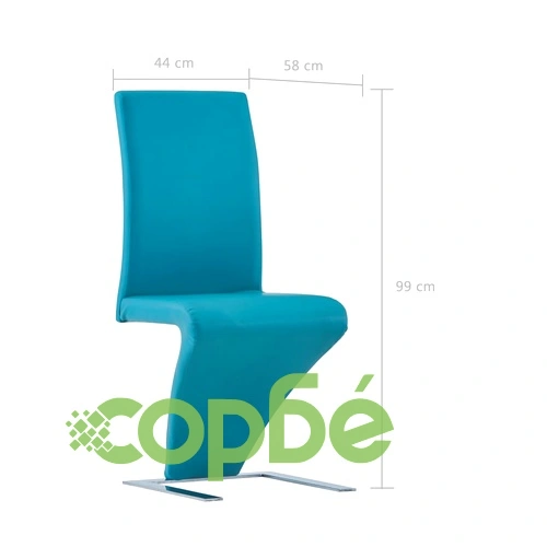 Трапезни столове, зигзагообразни, 2 бр, сини, изкуствена кожа ➤ топ цена ➤ sorbe.bg