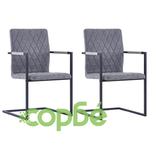 Конзолни трапезни столове, 2 бр, тъмносиви, изкуствена кожа ➤ топ цена ➤ sorbe.bg