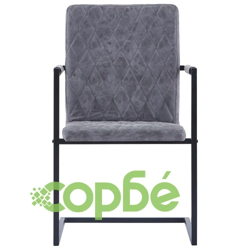 Конзолни трапезни столове, 2 бр, тъмносиви, изкуствена кожа ➤ топ цена ➤ sorbe.bg