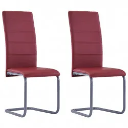 Конзолни трапезни столове, 2 бр, червени, изкуствена кожа
