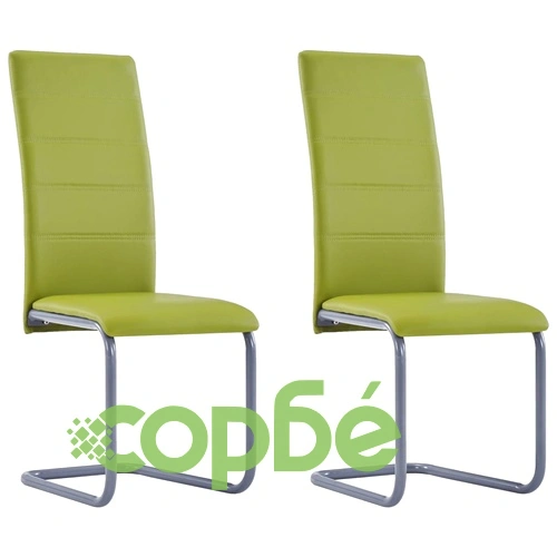 Конзолни трапезни столове, 2 бр, зелени, изкуствена кожа ➤ топ цена ➤ sorbe.bg