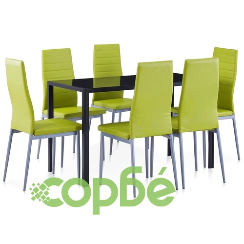 Трапезен комплект, седем части, зелен ➤ топ цена ➤ sorbe.bg