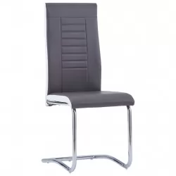 Конзолни трапезни столове, 4 бр, сиви, изкуствена кожа