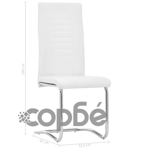Конзолни трапезни столове, 4 бр, бели, изкуствена кожа ➤ топ цена ➤ sorbe.bg