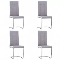 Конзолни трапезни столове, 4 бр, светлосиви, текстил