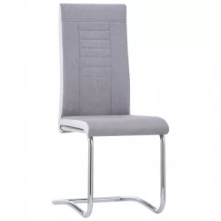 Конзолни трапезни столове, 4 бр, светлосиви, текстил
