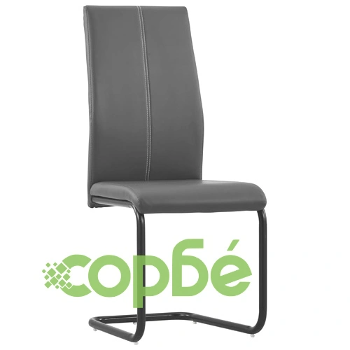 Конзолни трапезни столове, 2 бр, сиви, изкуствена кожа ➤ топ цена ➤ sorbe.bg