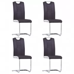 Конзолни трапезни столове, 4 бр, кафяви, изкуствена кожа