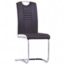 Конзолни трапезни столове, 4 бр, кафяви, изкуствена кожа