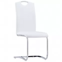 Конзолни трапезни столове, 2 бр, бели, изкуствена кожа