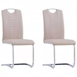 Конзолни трапезни столове, 2 бр, капучино, изкуствена кожа