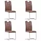 Конзолни трапезни столове, 4 бр, кафяви, изкуствен велур
