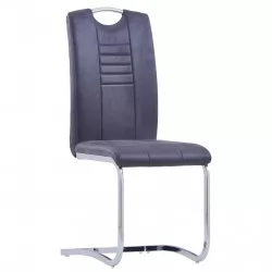 Конзолни трапезни столове, 2 бр, сиви, изкуствен велур