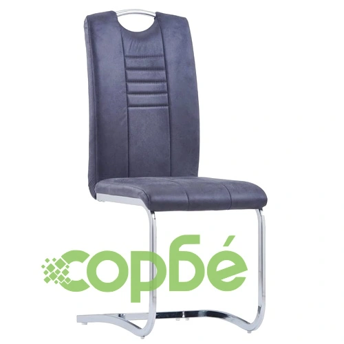 Конзолни трапезни столове, 2 бр, сиви, изкуствен велур ➤ топ цена ➤ sorbe.bg