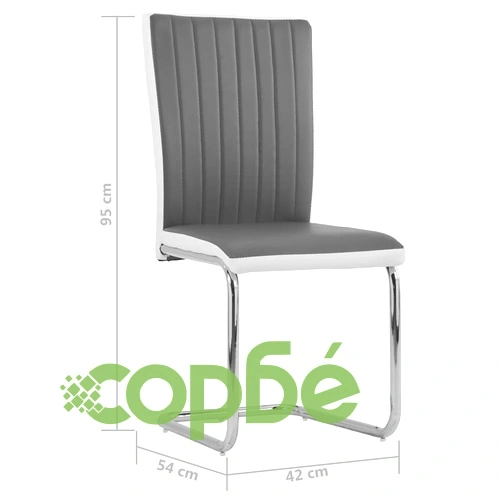 Конзолни трапезни столове, 2 бр, сиви, изкуствена кожа ➤ топ цена ➤ sorbe.bg