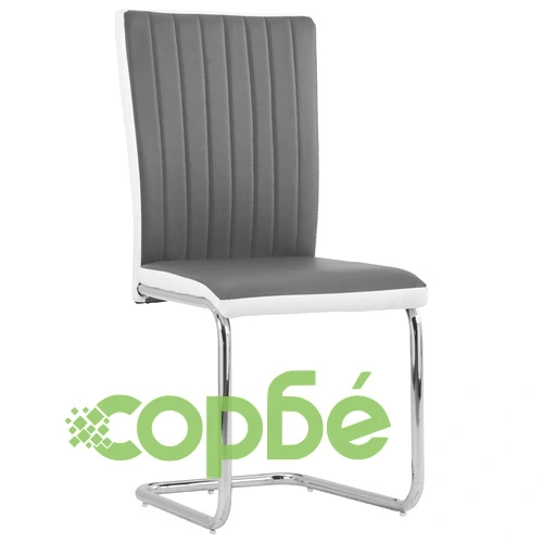 Конзолни трапезни столове, 4 бр, сиви, изкуствена кожа ➤ топ цена ➤ sorbe.bg