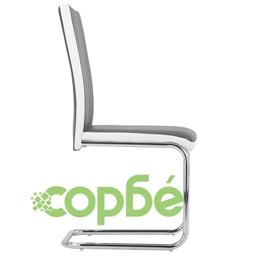 Конзолни трапезни столове, 4 бр, сиви, изкуствена кожа ➤ топ цена ➤ sorbe.bg