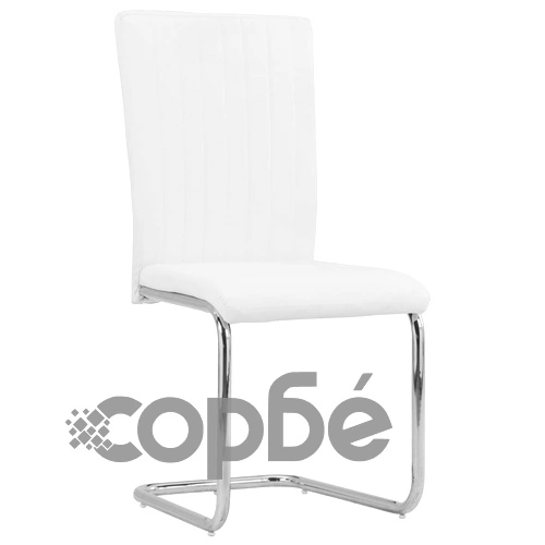 Конзолни трапезни столове, 4 бр, бели, изкуствена кожа ➤ топ цена ➤ sorbe.bg