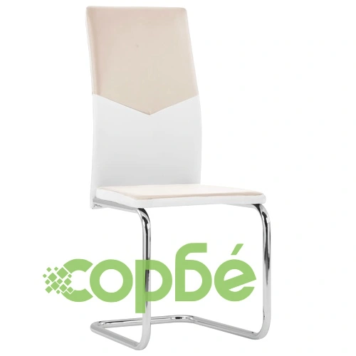 Конзолни трапезни столове, 2 бр, капучино, изкуствена кожа ➤ топ цена ➤ sorbe.bg