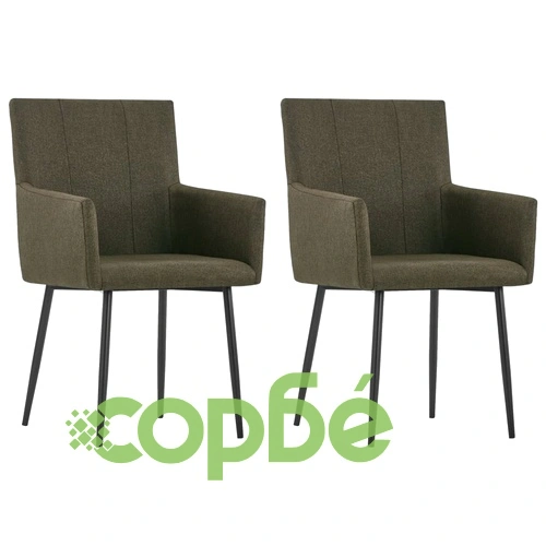 Трапезни столове с подлакътници, 2 бр, кафяви, текстил ➤ топ цена ➤ sorbe.bg